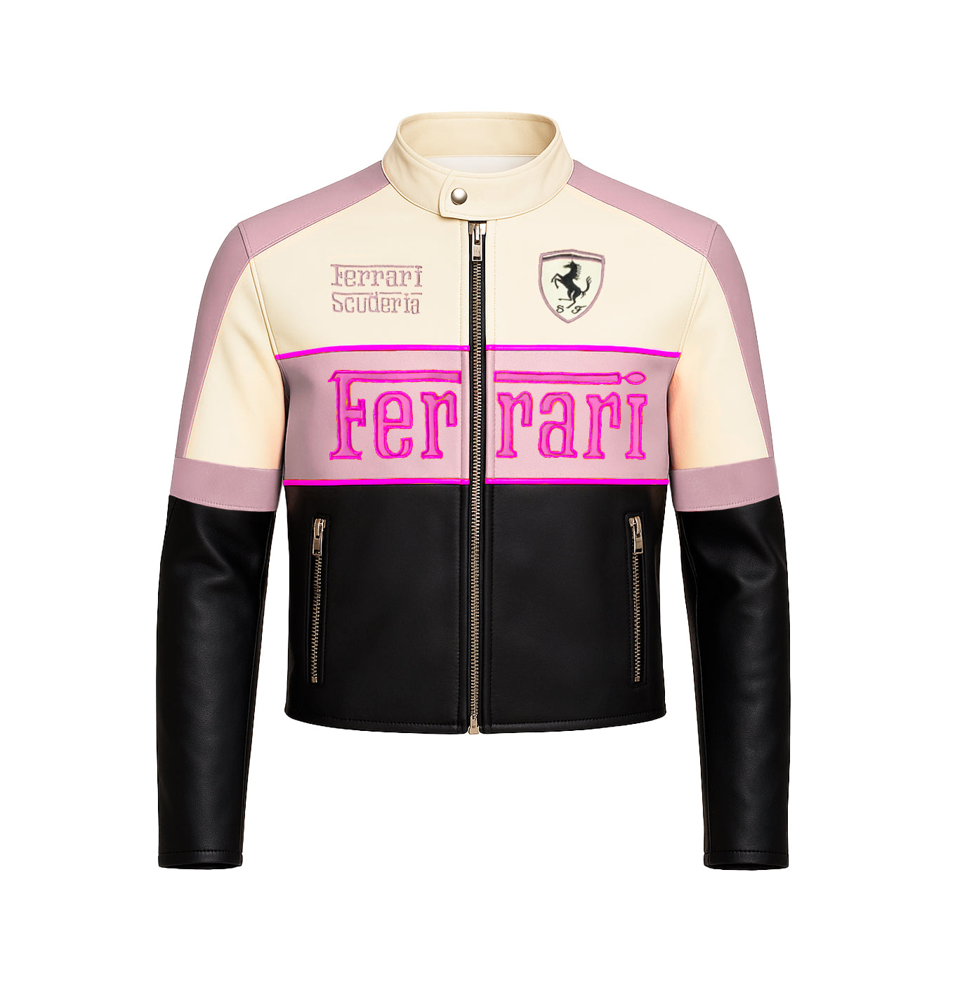 CHAQUETA MOTERA ROSADA FERRARI