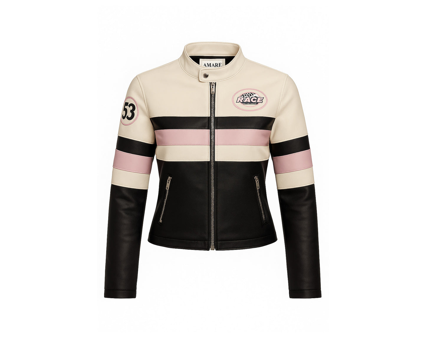 CHAQUETA MOTERA ROSADA RACE 53