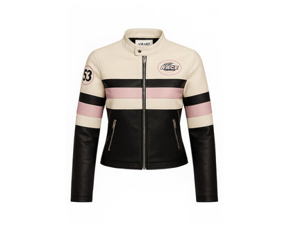 CHAQUETA MOTERA ROSADA RACE 53