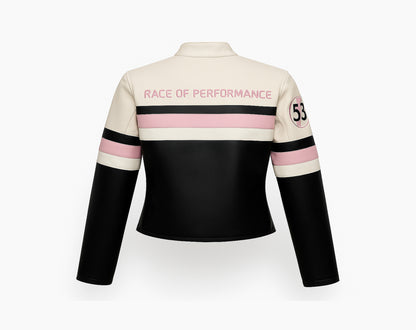 CHAQUETA MOTERA ROSADA RACE 53